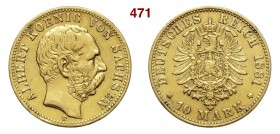 GERMANIA - Sachsen ALBERT (1873-1902) 10 Mark 1881 E Fb. 3843 Au g 3,91 • Da montatura BB