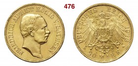 GERMANIA - Sachsen FRIEDERICH AUGUST III (1904-1918) 20 Mark 1913 E Fb. 3848 Au g 7,95 SPL÷FDC