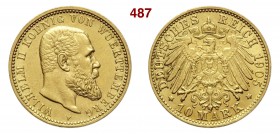 GERMANIA - Württemberg WILHELM II (1891-1918) 10 Mark 1905 F Fb. 3876 Au g 3,96 SPL