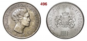 LUSSEMBURGO CHARLOTTE (1919-1964) 100 Franchi 1963 Kr. 52 Ag SPL÷FDC