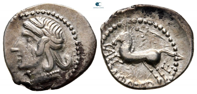 Central Gaul. Cambotre. Bituriges Cubi circa 50-40 BC. Quinarius AR

16 mm, 1,...