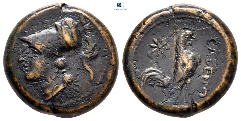 Campania. Cales circa 265-240 BC. 
Bronze Æ

19 mm, 6,98 g

Helmeted head o...