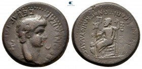 Phrygia. Akmoneia. Nero AD 54-68. L. Servenius Capito, archon, with his wife, Julia Severa. Bronze Æ