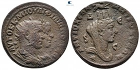 Seleucis and Pieria. Antioch. Philip I, with Philip II AD 244-249. Octassarion (8 Assaria) Æ