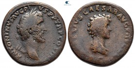 Antoninus Pius with Marcus Aurelius, as Caesar AD 138-161. Rome. Sestertius Æ