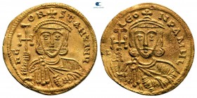 Constantine V Copronymus, with Leo III AD 741-775. Constantinople. Solidus AV