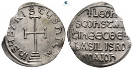 Leo V and Constantine AD 813-820. Constantinople. Miliaresion AR