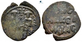 Andronicus II Palaeologus, with Michael IX AD 1282-1328. Struck circa AD 1295-1320. Constantinople. Assarion Æ
