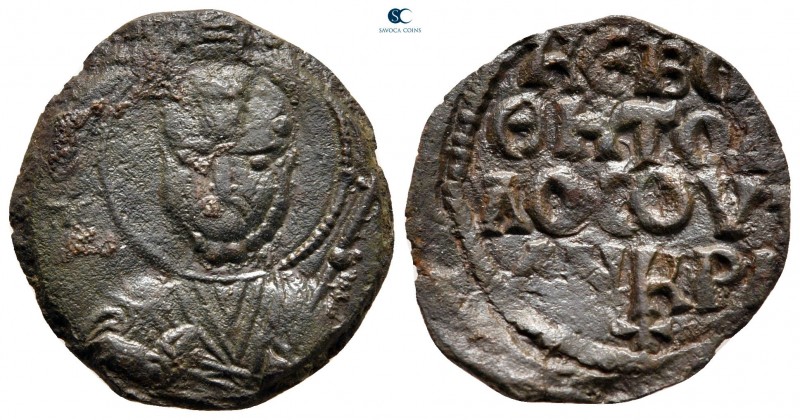 Tancred AD 1101-1103. Antioch
Follis Æ

23 mm, 3,15 g

Nimbate bust of St. ...