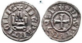 Philippe de Taranto AD 1307-1313. Lepanto (modern Nafpaktos). Denier Tournois BI. Variety 1b