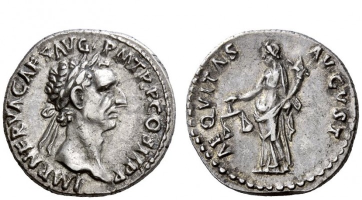 The Roman Empire 
 Nerva, 96 – 98 
 Denarius 96, AR 3.55 g. IMP NERVA CAES AVG...