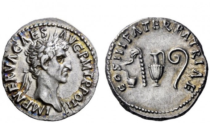 The Roman Empire 
 Nerva, 96 – 98 
 Denarius 97, AR 3.54 g. IMP NERVA CAES – A...