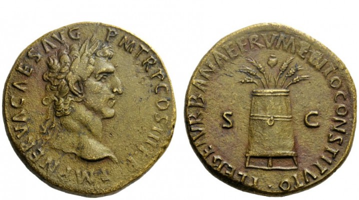 The Roman Empire 
 Nerva, 96 – 98 
 Sestertius 97, Æ 24.37 g. IMP NERVA CAES A...