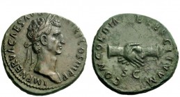 The Roman Empire 
 Nerva, 96 – 98 
 As 97, Æ 10.37 g. IMP NERVA CAES AVG – P M TR P COS III P P Laureate head r. Rev. CONCORDIA – EXERCITVVM Clasped...
