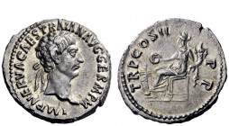 The Roman Empire 
 Trajan, 98 – 117 
 Denarius 28th January-February 98, AR 3.55 g. IMP NERVA CAES TRAIAN AVG GERM P M Laureate head r. Rev. TR POT ...