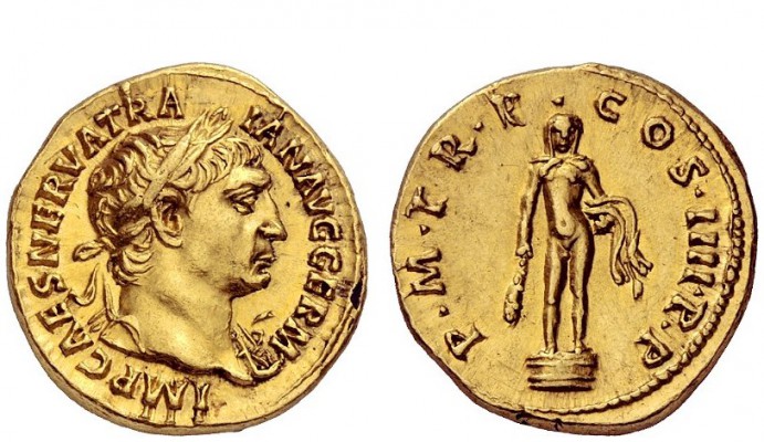 The Roman Empire 
 Trajan, 98 – 117 
 Aureus 1st January 101-December 102, AV ...
