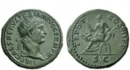The Roman Empire 
 Trajan, 98 – 117 
 Dupondius January 101-Autumn 102, Æ 13.34 g. IMP CAES NERVA TRAIAN AVG GERM P M Radiate head r., with drapery ...