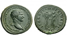 The Roman Empire 
 Trajan, 98 – 117 
 Dupondius circa 106-107, Æ 13.42 g. IMP CAES NERVAE TRAIANO AVG GER DAC P M TR P COS V P P Radiate bust r., wi...