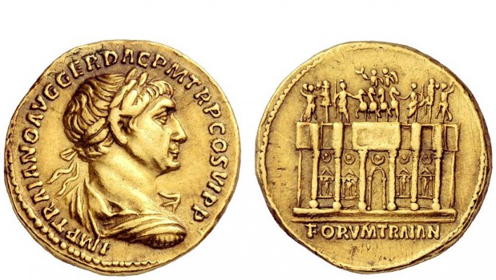 The Roman Empire 
 Trajan, 98 – 117 
 Aureus circa 112-113, AV 7.25 g. IMP TRA...