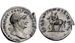 The Roman Empire 
 Trajan, 98 – 117 
 Denarius circa 112-113, AR 3.52 g. IMP TRAIANO AVG GER DAC P M TR P COS VI P P Laureate bust r., with drapery ...