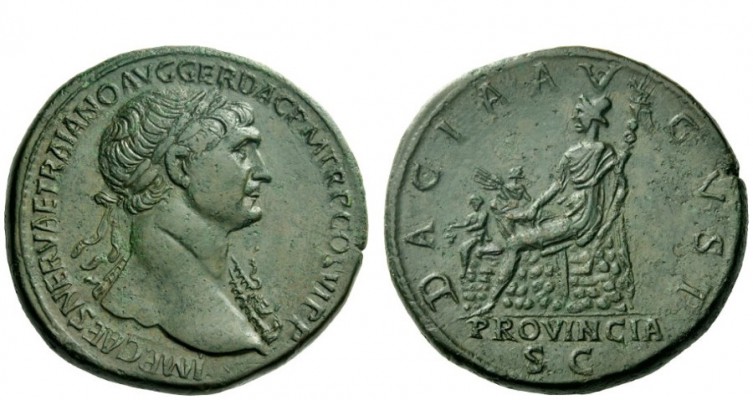 The Roman Empire 
 Trajan, 98 – 117 
 Sestertius circa 112-Summer 114, Æ 26.51...