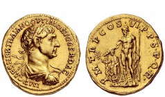 The Roman Empire 
 Trajan, 98 – 117 
 Aureus Winter 114-Spring 115, AV 7.18 g. IMP CAES NER TRAIANO OPTIMO AVG GER DAC Laureate, draped and cuirasse...