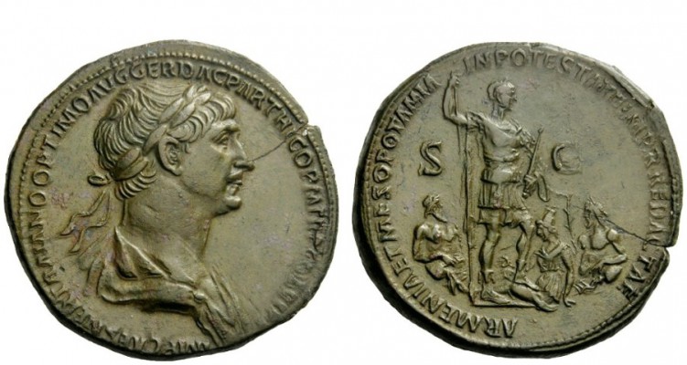 The Roman Empire 
 Trajan, 98 – 117 
 Sestertius after 20th February 116-Augus...