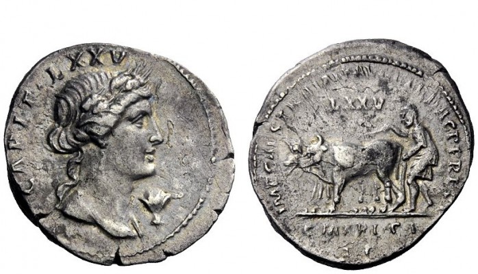 The Roman Empire 
 Trajan, 98 – 117 
 Restored coins of Trajan. Denarius circa...