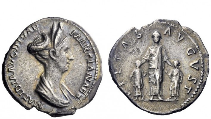 The Roman Empire 
 Matidia, mother-in-law of Hadrian 
 Denarius September 112-...