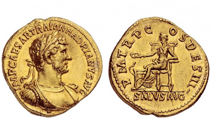 The Roman Empire 
 Hadrian, 117 – 138 
 Aureus 118, AV 7.10 g. IMP CAESAR TRAI...