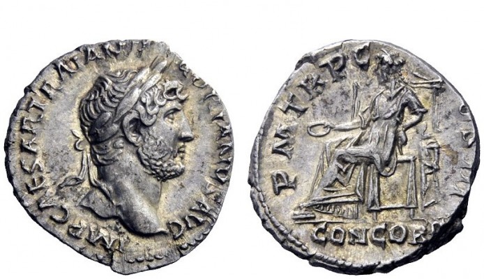 The Roman Empire 
 Hadrian, 117 – 138 
 Denarius 119-122, AR 3.39 g. IMP CAESA...
