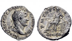 The Roman Empire 
 Hadrian, 117 – 138 
 Denarius 119-122, AR 3.39 g. IMP CAESAR TRAIAN H – ADRIANVS AVG Laureate head r. Rev. P M TR P C – OS III Co...