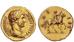 The Roman Empire 
 Hadrian, 117 – 138 
 Aureus 128-132, AV 7.44 g. HADRIANVS – AVGVSTVS P P Laureate and draped bust r. Rev. COS – III Hadrian on ho...