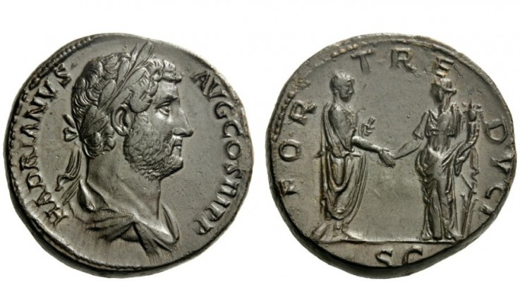 The Roman Empire 
 Hadrian, 117 – 138 
 Sestertius circa 134-138, Æ 28.21 g. H...