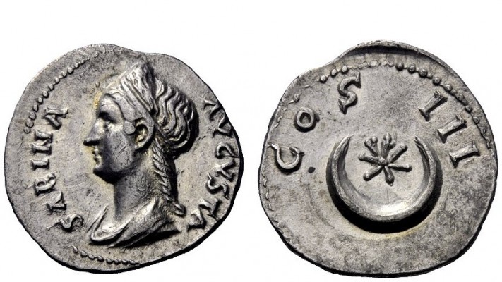 The Roman Empire 
 Sabina, wife of Hadrian 
 Hybrid denarius with Hadrian reve...