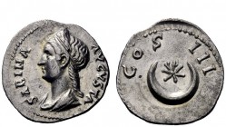 The Roman Empire 
 Sabina, wife of Hadrian 
 Hybrid denarius with Hadrian reverse circa 134-138, AR 2.90 g. SABINA – AVGVSTA Diademed and draped bus...