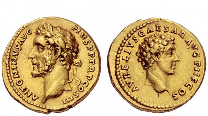 The Roman Empire 
 Antoninus Pius augustus, 138 – 161 
 Aureus 140, AV 7.38 g....
