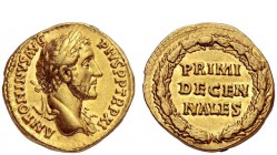 The Roman Empire 
 Antoninus Pius augustus, 138 – 161 
 Aureus 147-148, AV 7.15 g. ANTONINVS AVG – PIVS P P TR P XI Laureate bust r. with aegis. Rev...