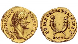 The Roman Empire 
 Antoninus Pius augustus, 138 – 161 
 Aureus 149, AV 7.24 g. ANTONINVS AVG – PIVS P P TRP XII Laureate head r. Rev. TEMPORVM FELIC...