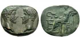 The Roman Empire 
 Marcus Aurelius augustus, 161 – 180 
 Bronze medallion 161 (?), Æ 23.82 g. Confronted heads of Marcus Aurelius l. and L. Verus r....