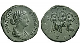 The Roman Empire 
 Faustina II, daughter of Antoninus Pius and wife of Marcus Aurelius 
 Diva Faustina. Sestertius 176-180, Æ 24.02 g. DIVA FAV – ST...