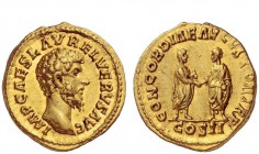 The Roman Empire 
 Lucius Verus, 161 – 169 
 Aureus March-December 161, AV 7.33 g. IMP CAES L AVREL VERVS AVG Bare head r. Rev. CONCORDIAE AVGVSTOR ...