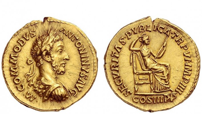 The Roman Empire 
 Commodus, 177 – 192 
 Aureus 181, AV 7.33 g. M COMMODVS – A...