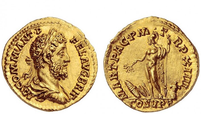 The Roman Empire 
 Commodus, 177 – 192 
 Aureus 189, AV 7.27 g. M COMM ANT P –...