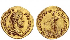 The Roman Empire 
 Commodus, 177 – 192 
 Aureus 189, AV 7.27 g. M COMM ANT P – FEL AVG BRIT Laureate, draped and cuirassed bust r. Rev. MART PAC P M...