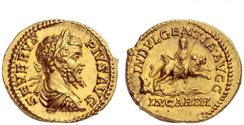 The Roman Empire 
 Septimius Severus, 193 – 211 
 Aureus 202-210, AV 7.15 g. S...