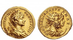 The Roman Empire 
 Caracalla, 198 – 217 
 Aureus 201, AV 7.28 g. ANTONINVS PIVS AVG – PON TR P IIII Laureate, draped and cuirassed bust of Caracalla...