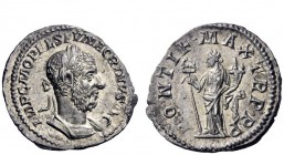 The Roman Empire 
 Macrinus, 217 – 218 
 Denarius 217, AR 3.26 g. IMP C M OPEL SEV MACRINVS AVG Laureate and cuirassed bust r. Rev. PONTIF MAC TR P ...
