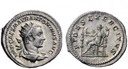 The Roman Empire 
 Elagabalus, 218 – 222 
 Antoninianus 218-219, AR 5.35 g. IMP C PES M AVR ANTONINVS AVG Radiate and draped bust r. Rev. FIDES EXER...