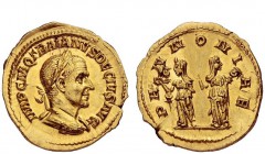 The Roman Empire 
 Trajan Decius, 249 – 251 
 Aureus 249-251, AV 5.25 g. IMP C M Q TRAIANVS DECIVS AVG Laureate and cuirassed bust r. Rev. PANNONIAE...